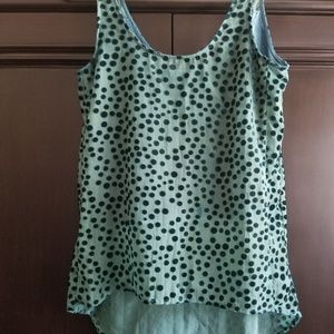 PJK  Patterson J Kincaid green polka dot top